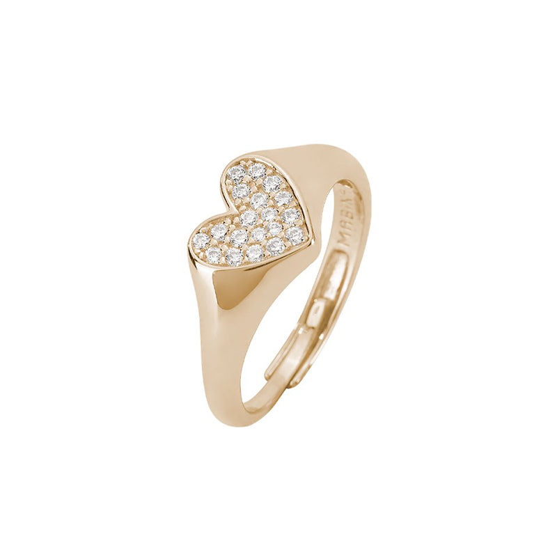 Anello donna argento dorato con cuore pavé | Mabina