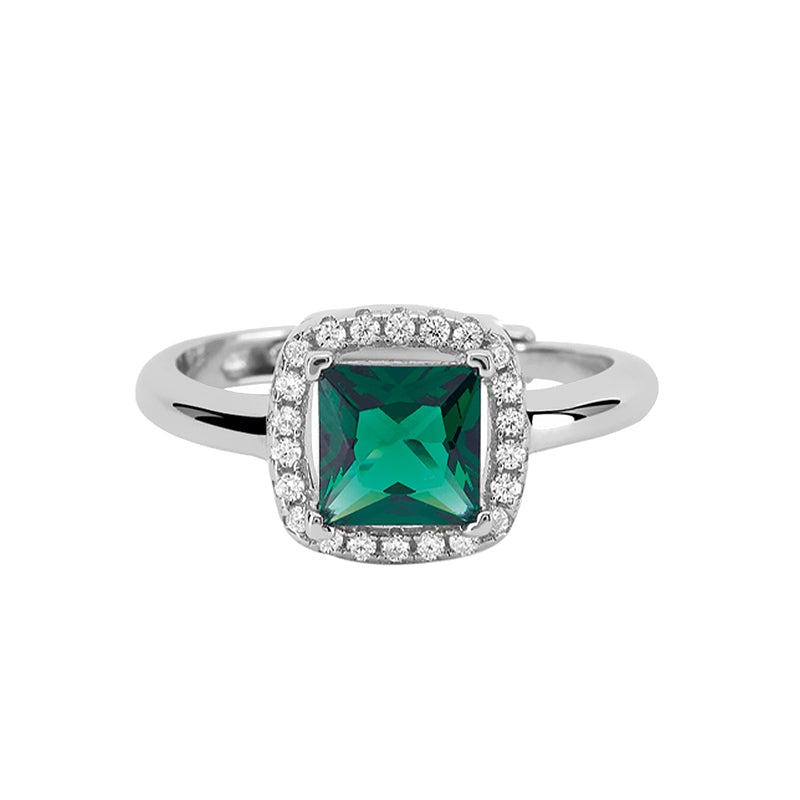 Anello donna argento con smeraldo sintetico | Mabina