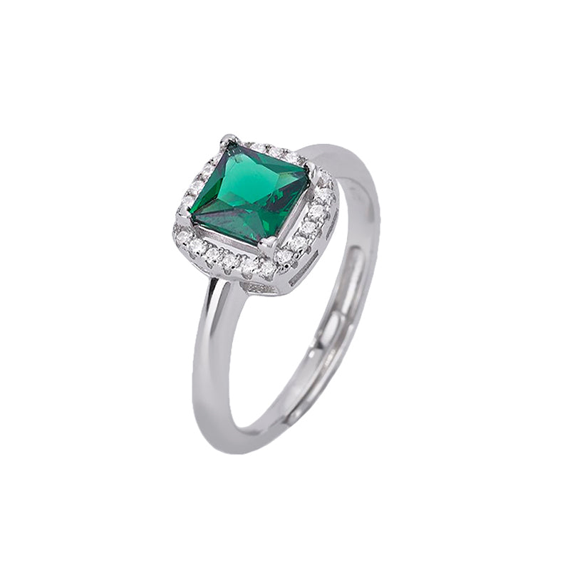 Anello donna argento con smeraldo sintetico | Mabina