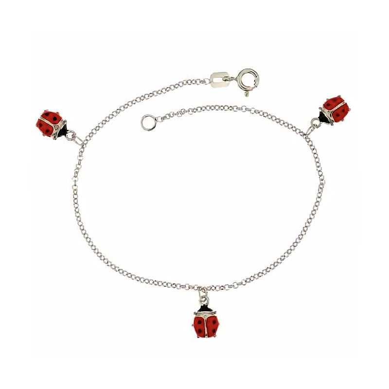 Bracciale bambina oro bianco con coccinelle