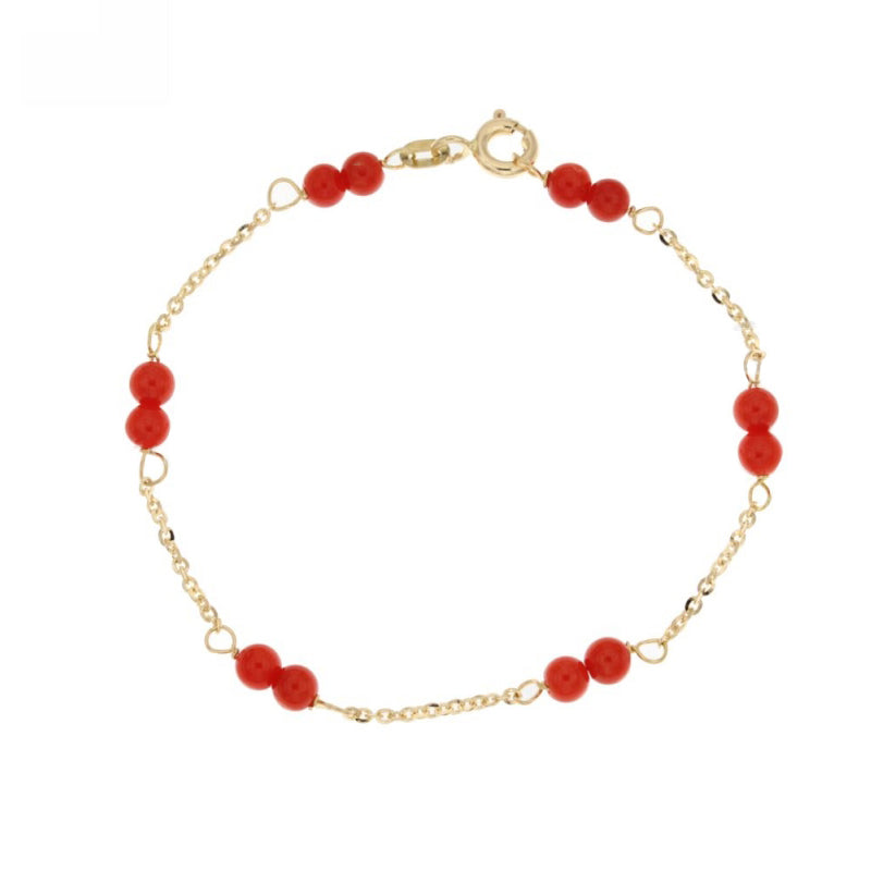 Bracciale bambino/a oro giallo e corallini rossi