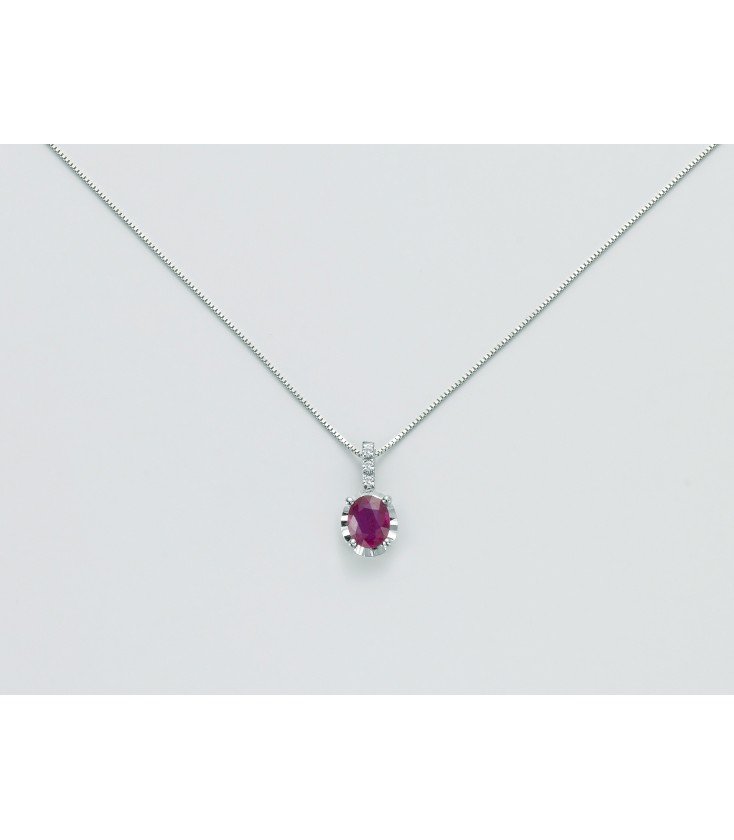 Collana Miluna CLD4195 oro bianco 18kt con rubino