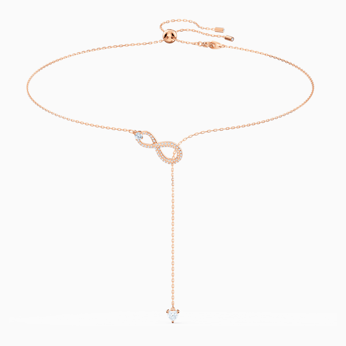 COLLANA A Y SWAROVSKI INFINITY, BIANCO, PLACCATO COLOR ORO ROSA