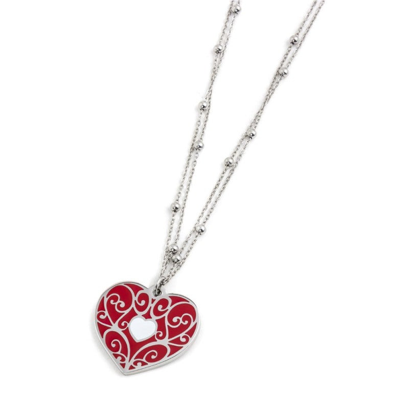COLLANA DOPPIO FILO MARLù CUORE ROSSO MAMMA 15CO008R