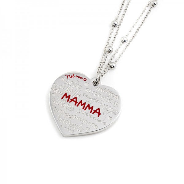 COLLANA DOPPIO FILO MARLù CUORE ROSSO MAMMA 15CO008R