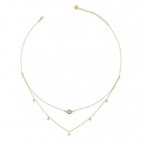 COLLANA GIROCOLLO "STARDUST TALES" BOCCA CON ZIRCONI DOPPIO FILO - RUE DES MILLE Codice prodotto: GRZ-007 DOP BOC