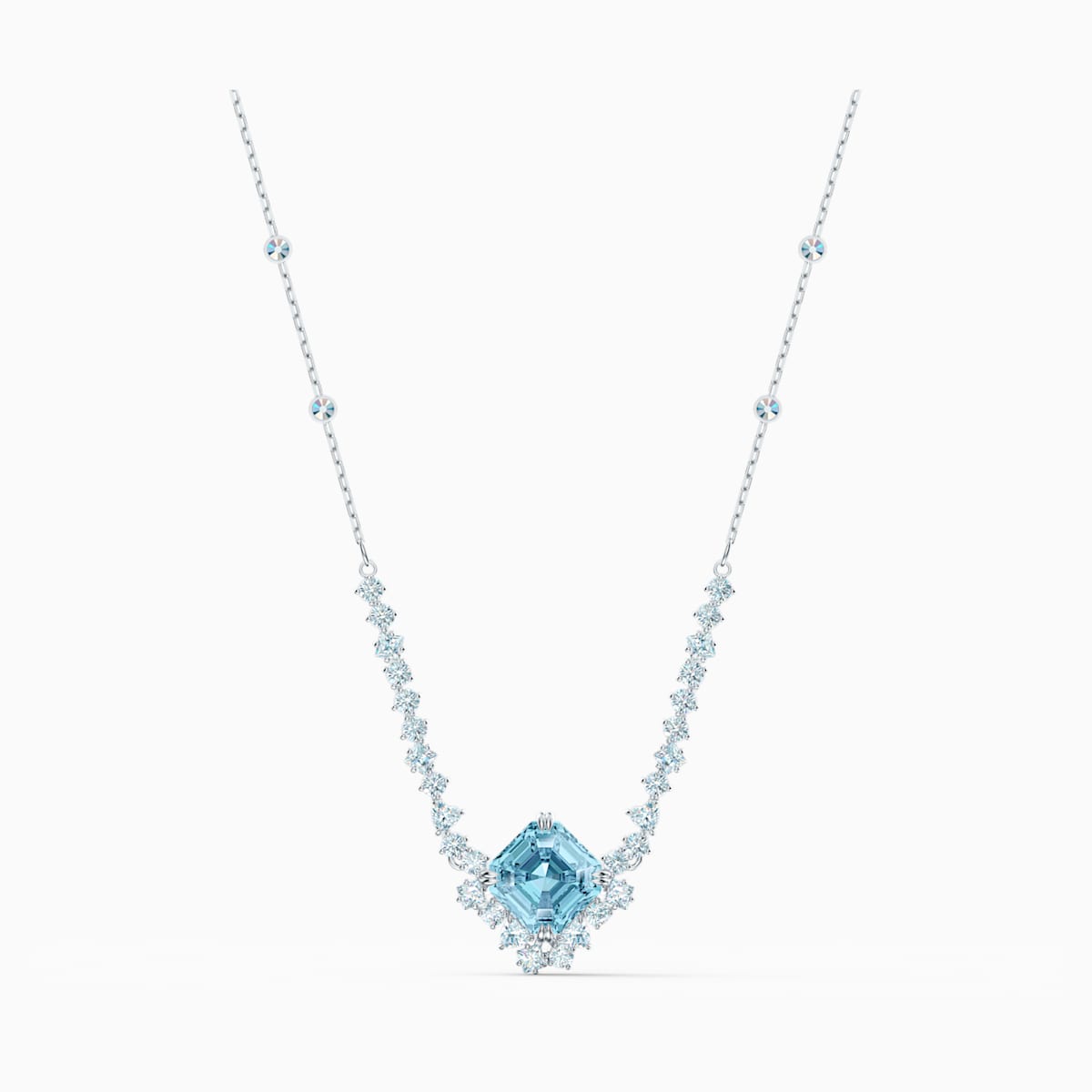 COLLANA SPARKLING, TURCHESE, PLACCATO RODIO