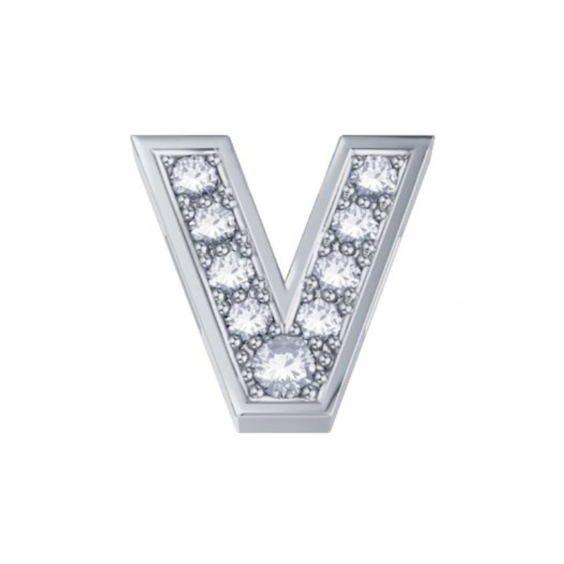 Elemento lettera V in oro bianco e diamanti ELEMENTS (DonnaOro) - DCHF3319V.002