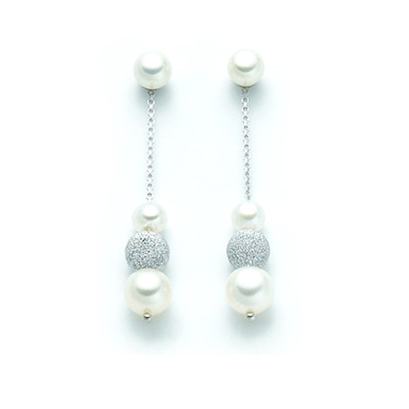 Orecchini di Perle Miluna Pendenti con 2 sfere diamantate in oro 18 Kt – PER1202
