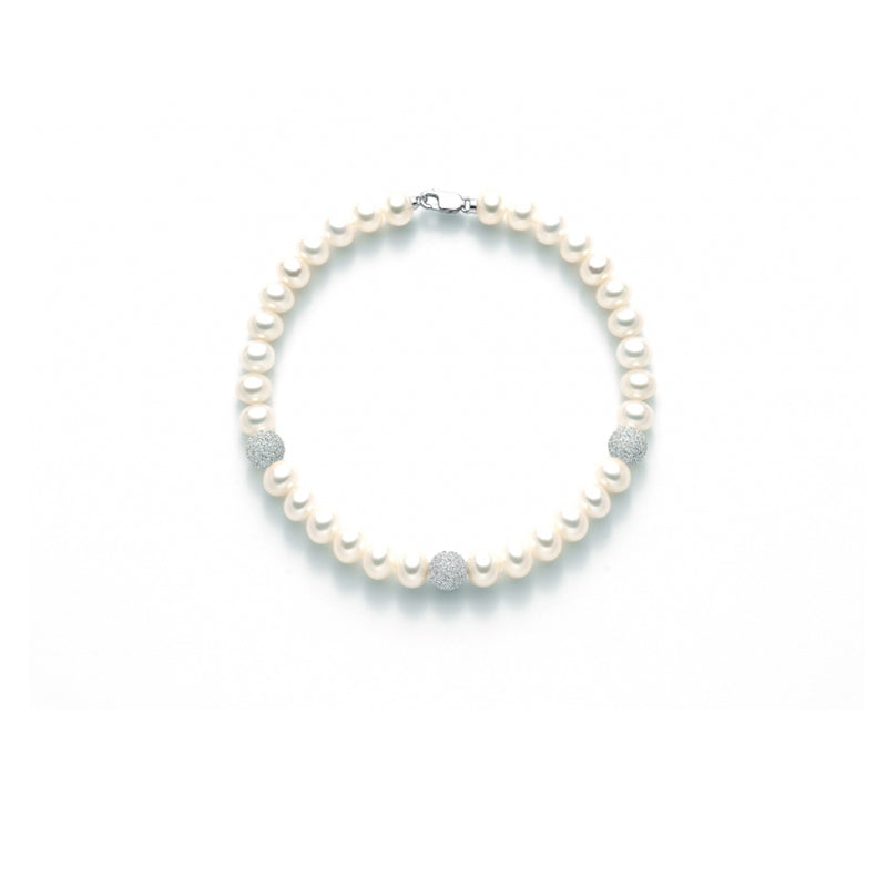 Bracciale Perle Miluna con 3 sfere in oro diamantato