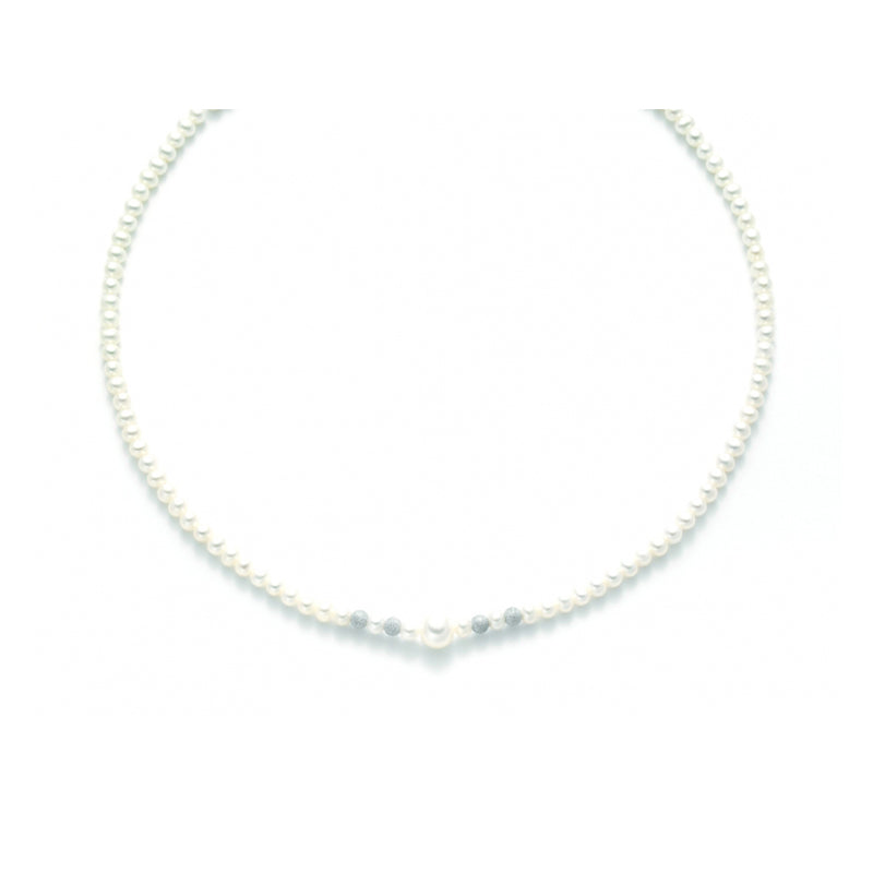 Collana di Perle Miluna con 4 sfere in oro diamantato più una perla più grande - PCL3080