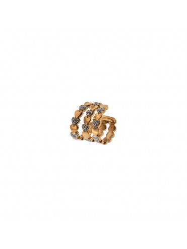 RUE DES MILLE MONO ORECCHINO EARCUFF 3 FILI SOGGETTI CUORE ALTERNATI GALVANICA ORO ROSA