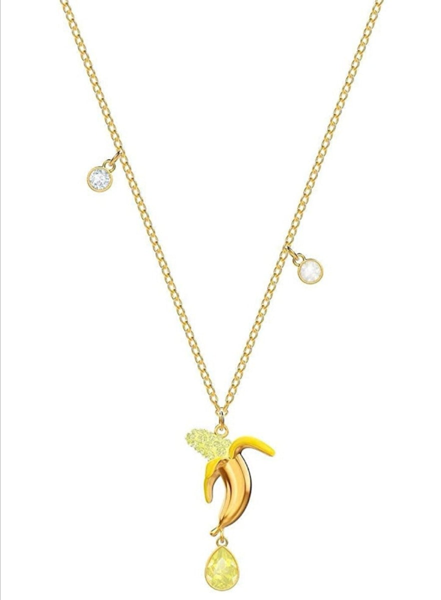 PENDENTE NO REGRETS BANANA, MULTICOLORE, PLACCATURA ORO