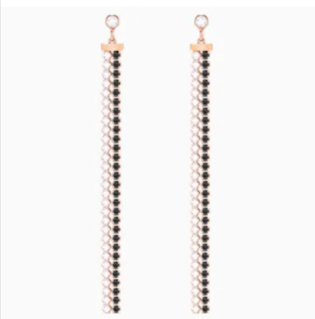 ORECCHINI SUBTLE, NERO, PLACCATO ORO ROSA Swarovski