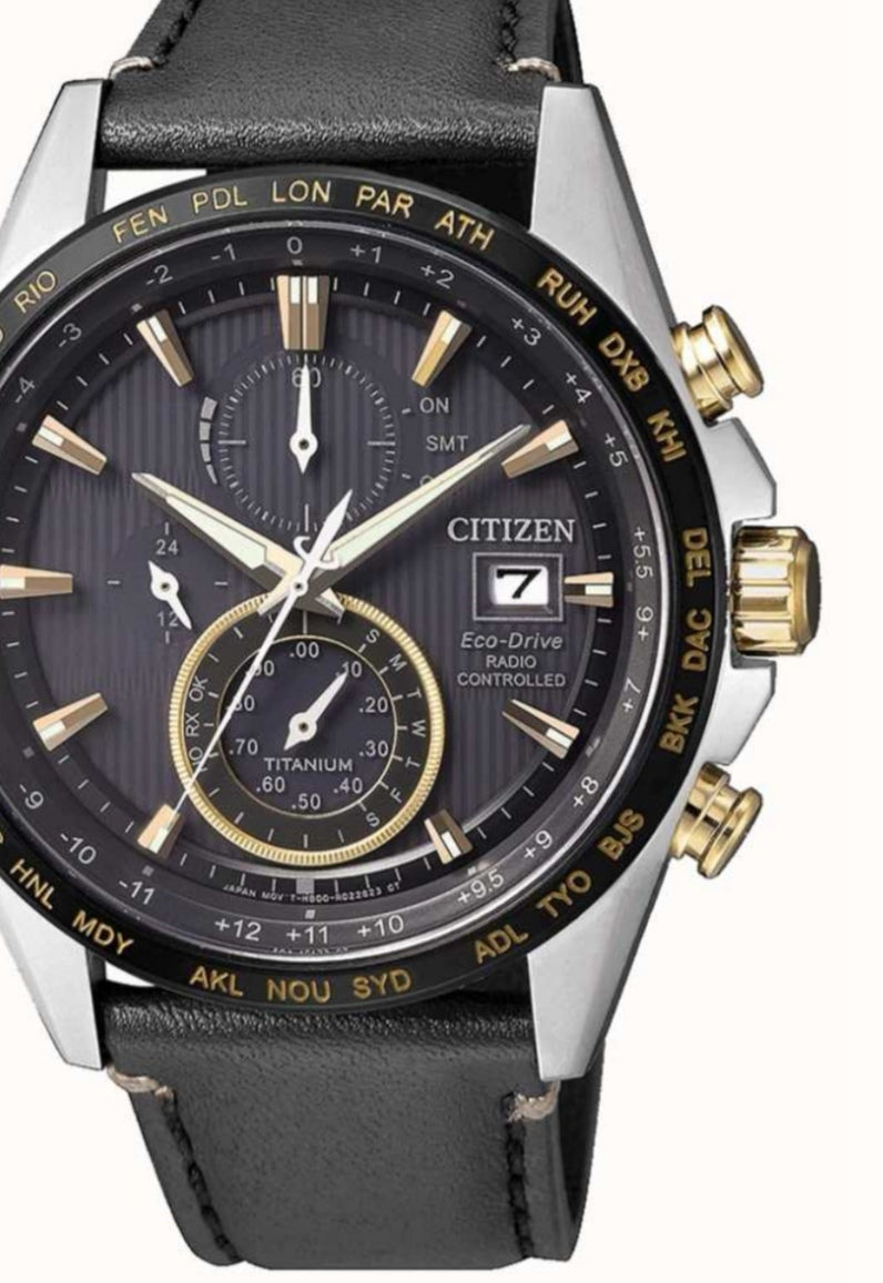 Citizen | cronografo da uomo eco-drive world su | cinturino in pelle nera
