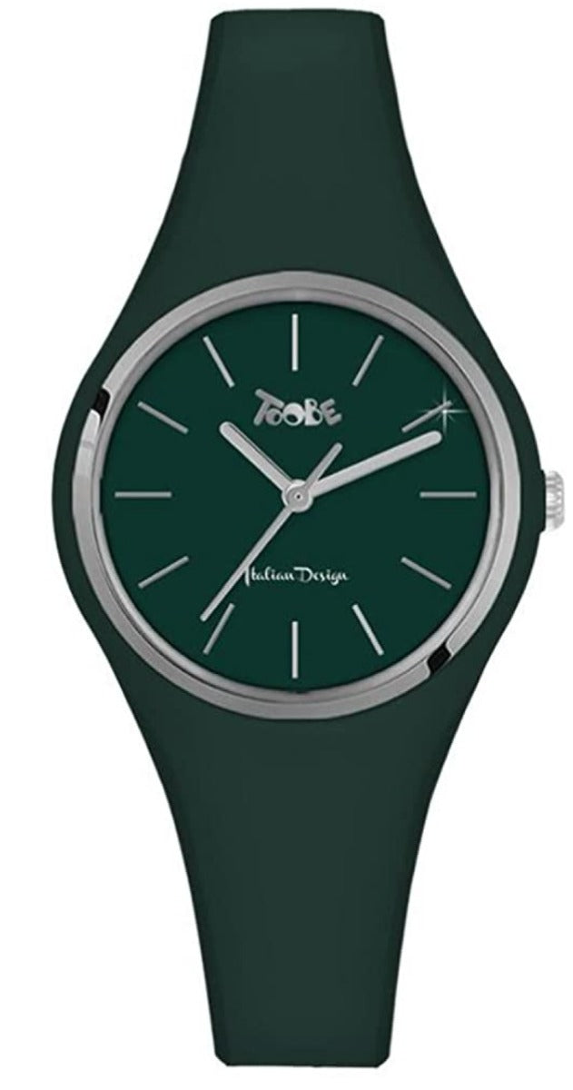 Orologio TOOBE Boccadamo in silicone anallergico verde scuro con ghiera silver .