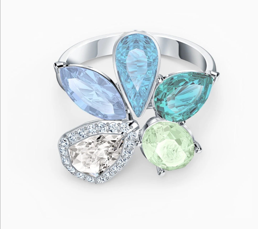 ANELLO SUNNY, MULTICOLORE CHIARO, PLACCATO RODIO