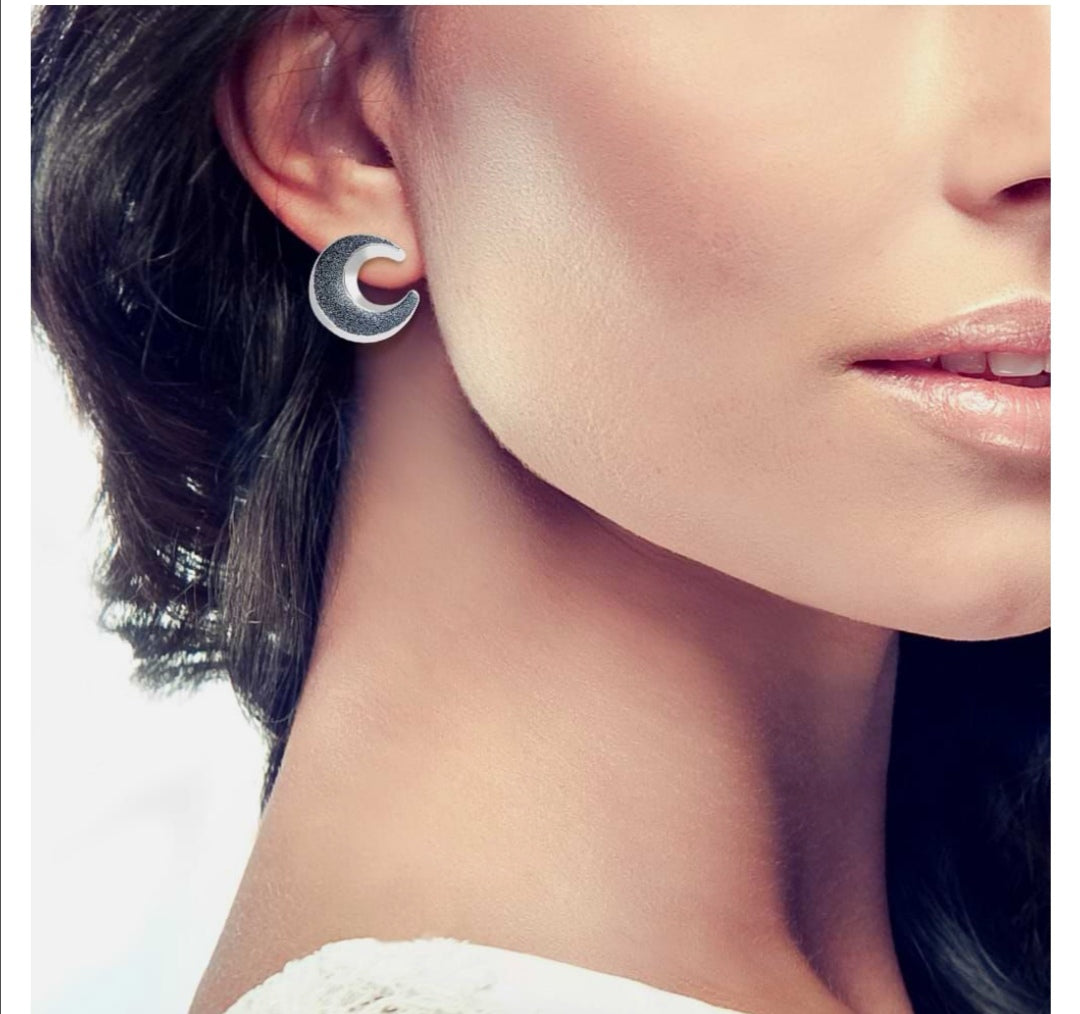 Orecchini in ottone rodiato e glitter antracite