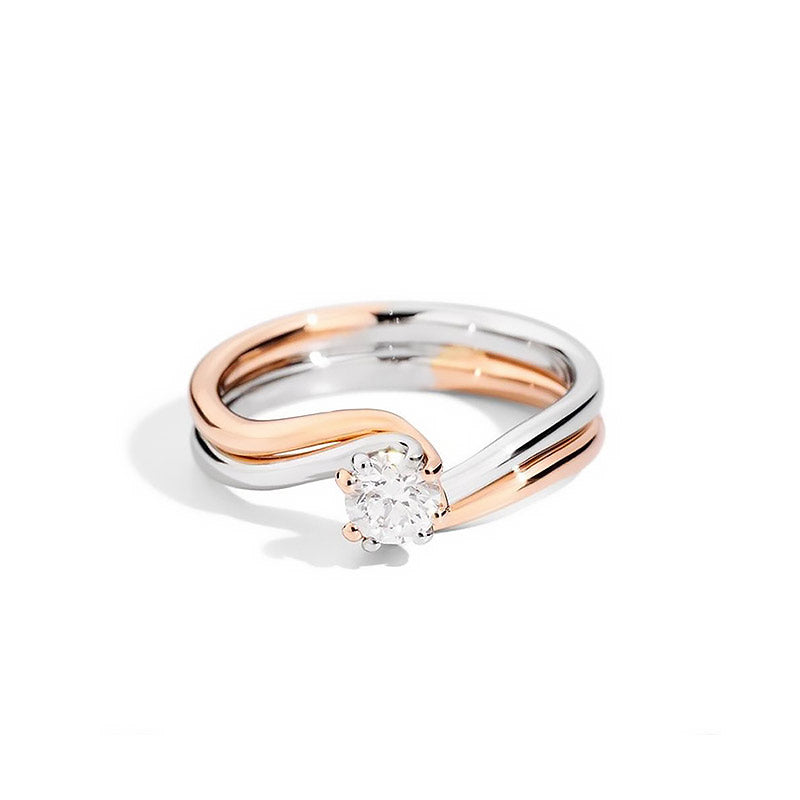 Anello solitario in oro bianco e rosa 18 KT Recarlo - Collezione Isabella
