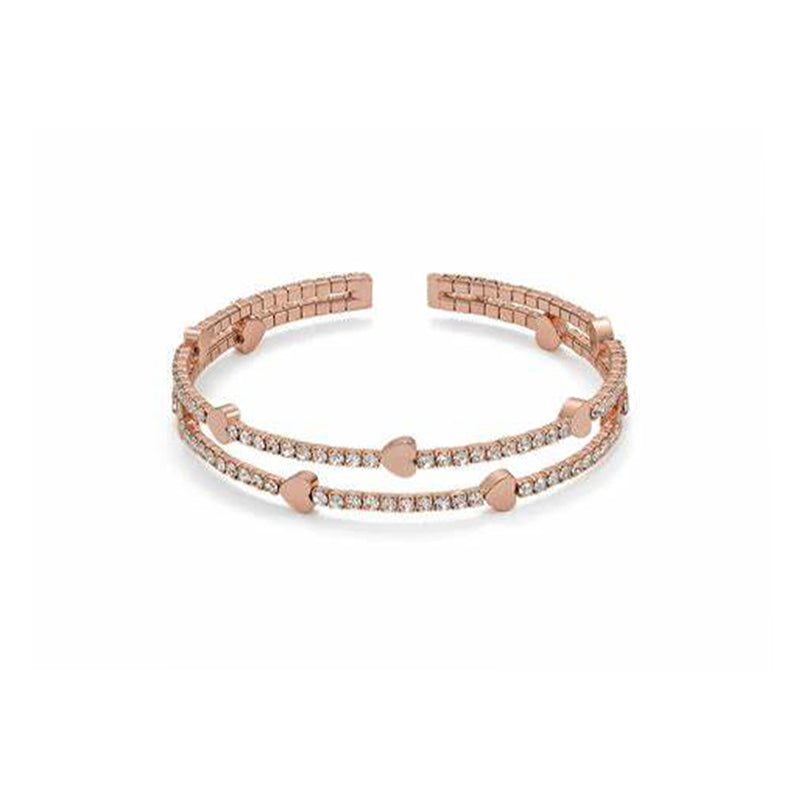 Bracciale Kiara in ottone con pietre e cuori rosè Art. KBRD1276R