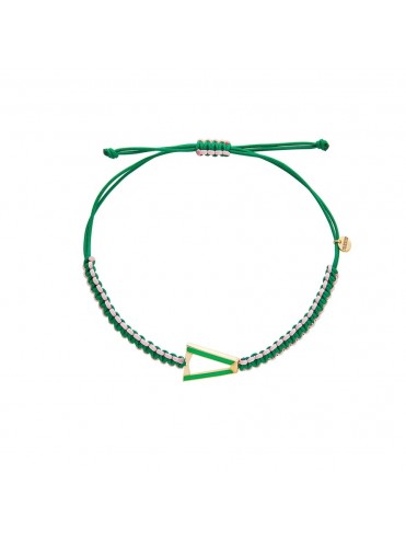 VALENTINA FERRAGNI KATE GREEN BRACCIALE CAVIGLIERA IN ARGENTO PLACCATO ORO GIALLO 24 CT SMALTO VERDE