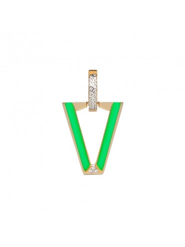 VALENTINA FERRAGNI UALI GREEN MONO ORECCHINO IN ARGENTO PLACCATO ORO GIALLO 24 CT E PAVÈ DI ZIRCONI COLORE VERDE