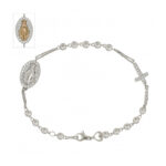 Bracciale rosario unisex oro bianco e pietre bianche