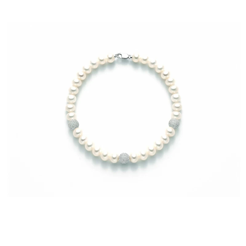 Bracciale Perle Miluna con 3 sfere in oro diamantato &#8211; PBR836B