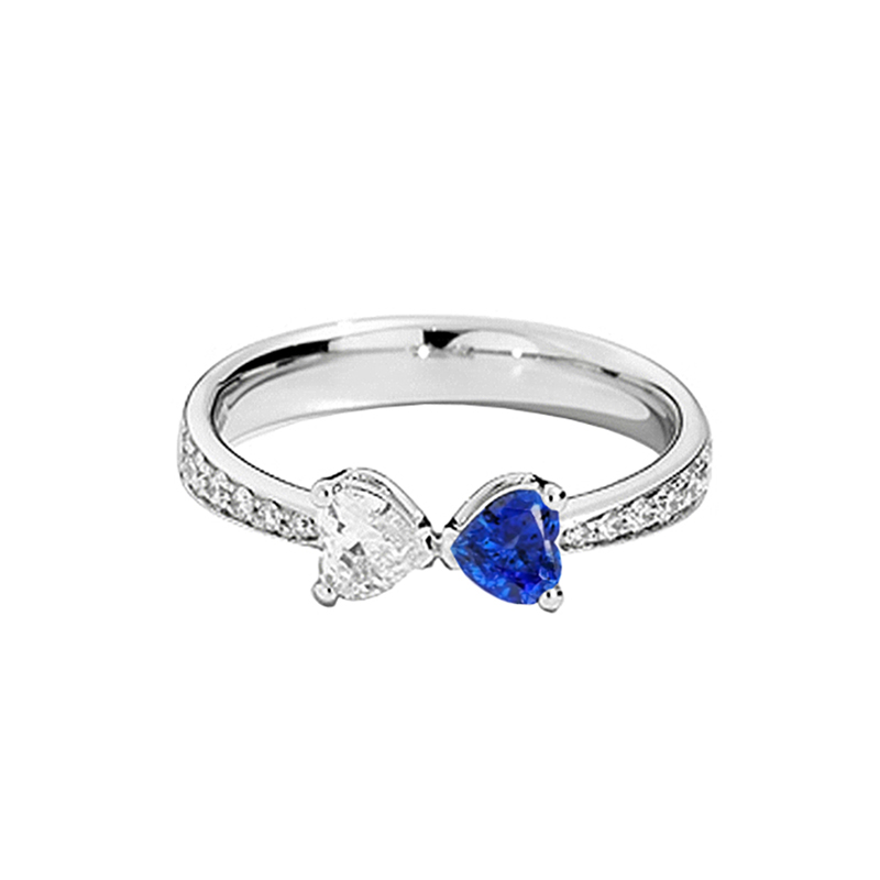 (image for) Anello donna oro bianco diamante e zaffiro blu | Re Carlo