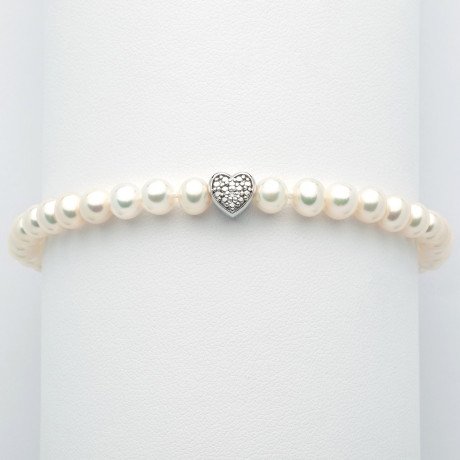 (image for) Miluna Bracciale di perle con cuore in oro e diamante PBR3190