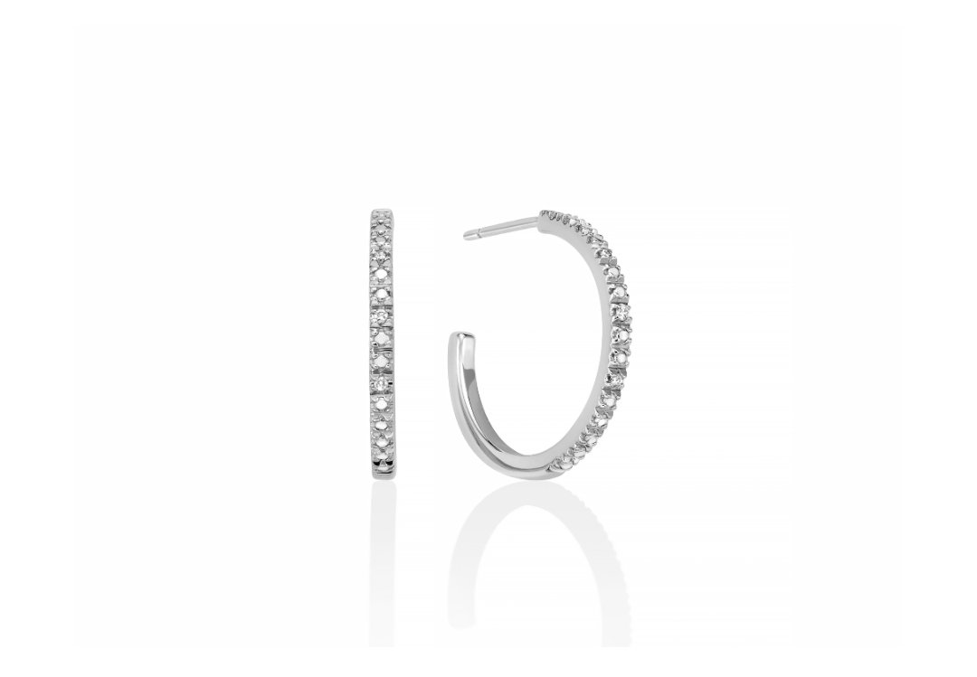 (image for) Orecchini a cerchio argento con diamanti naturali Miluna