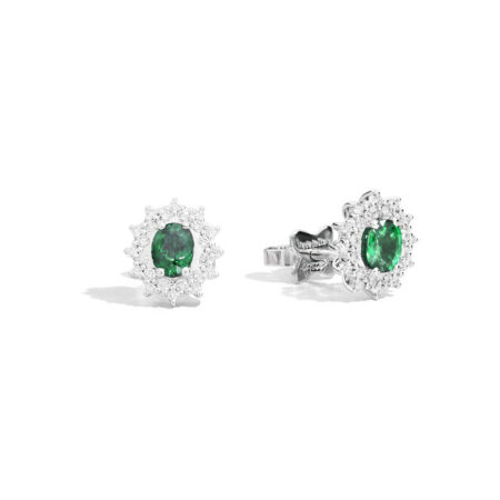 Orecchini Camelia diamanti e smeraldo taglio ovale | Recarlo