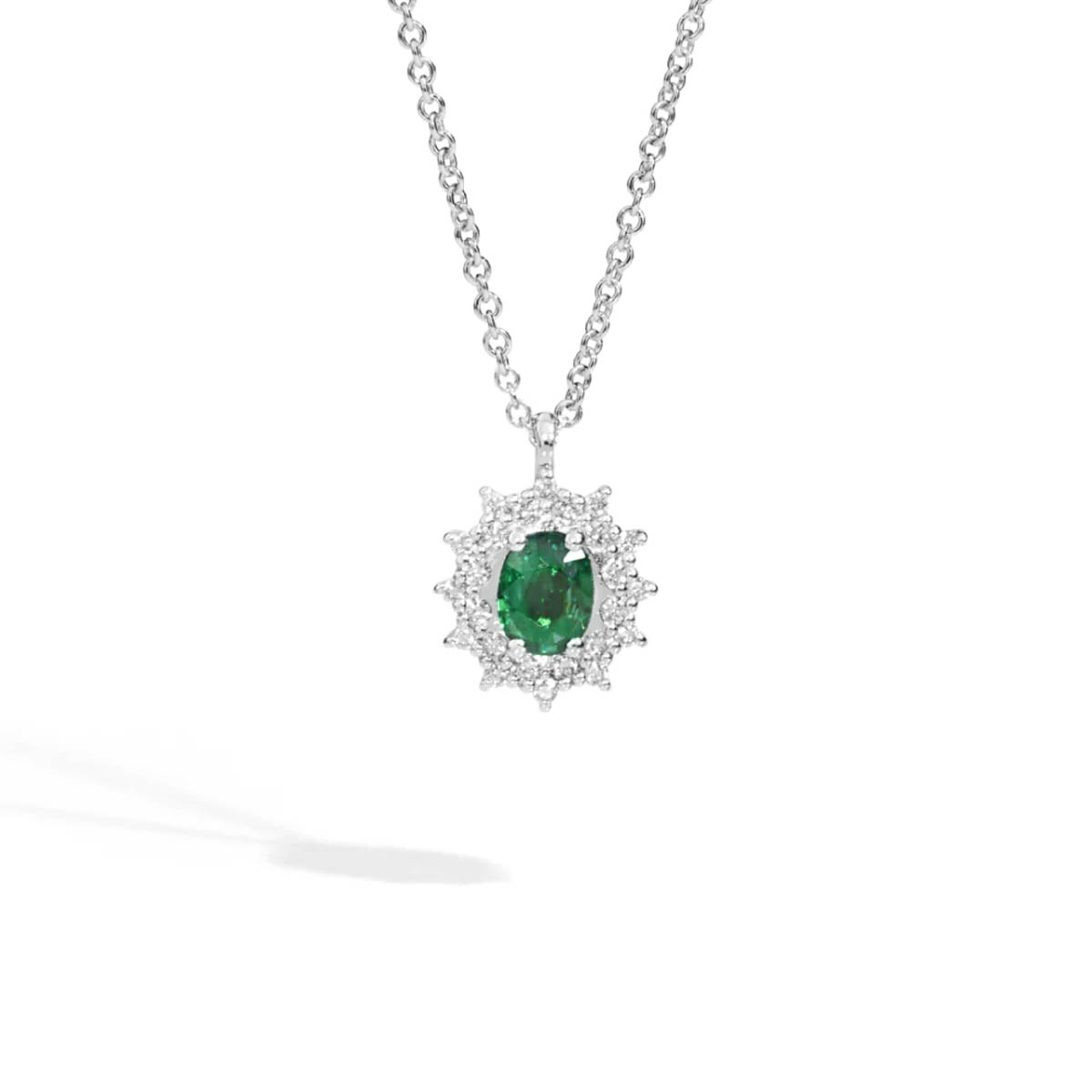 (image for) Collana Camelia diamanti e smeraldo taglio ovale | Recarlo